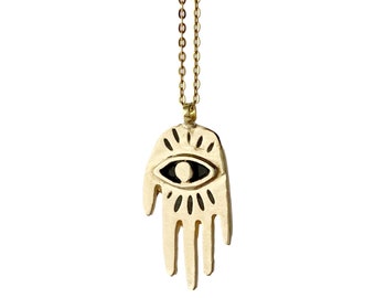 Small Hand Eye Necklace