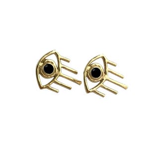 Vision Earrings with Black Onyx // Evil Eye Earrings, Eye Earrings, All Seeing Eye Earrings