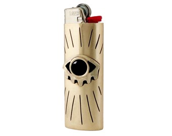 Large Eye with Lashes Lighter Case with Black Onyx