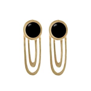 Large Ripple Statement Earrings with Black Onyx