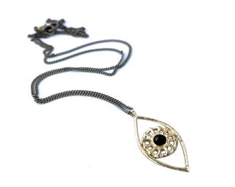 Collana Oracle in onice nero // Collana con occhi, Occhio che tutto vede, Occhio malvagio