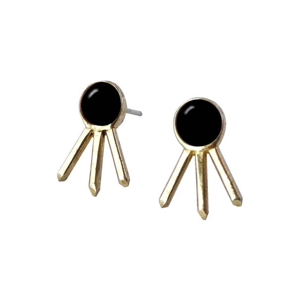 Black Onyx Crystal Cluster Earrings