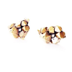 Cast Brass Amethyst Crystal Cluster Earrings