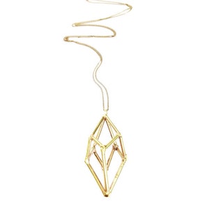 Brass Geometric Prism Necklace