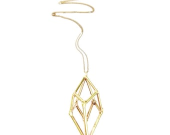 Brass Geometric Prism Necklace