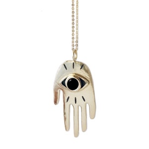 Hand Eye Necklace with Black Onyx