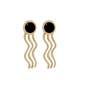 Wiggle Statement Ohrringe mit schwarzem Onyx