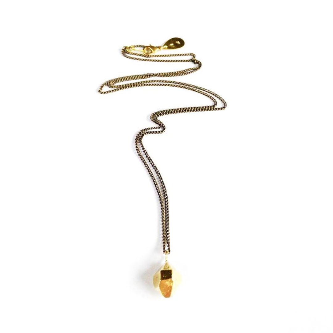 Tiny Cast Brass Herkimer Diamond Necklace - Etsy