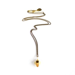 Tiny Cast Brass Herkimer Diamond Necklace