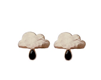 Cloud Earrings with Black Onyx