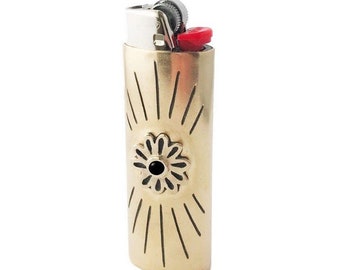 Flower Lighter Case with Black Onyx