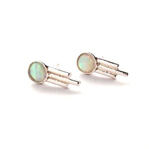 Silver Opal Comet Earrings