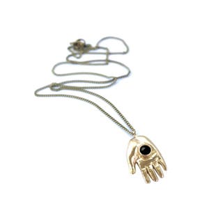 Giver Necklace with Black Onyx // Hand Necklace, Palmistry Necklace, Hand Amulet