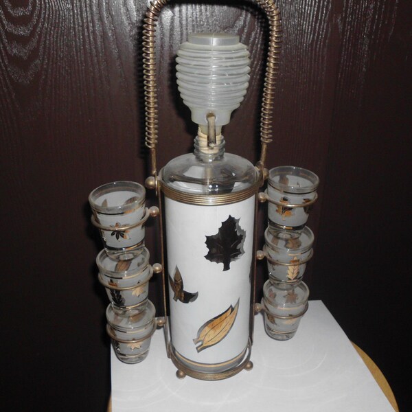 SPECIAL FOR JAMES..........Vintage Shot Decanter with 6 shot glasses and pump Complete