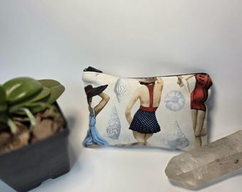 Handgemaakt vintage etui met ritssluiting voor strandmeisjes