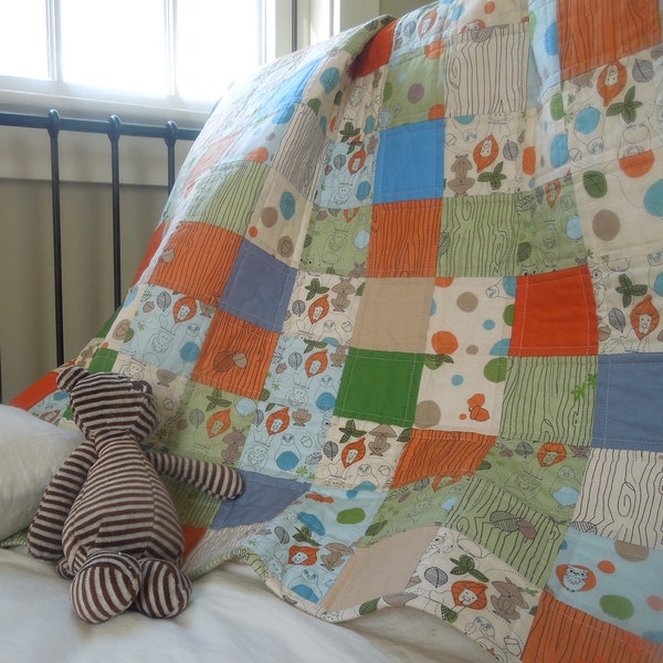 Child's Modern Zoo Patchwork Quilt  Animals lovely gift