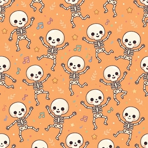 Halloween Digital Paper Set of 10, Cute Skeletons Frankenstein Pumpkin Train, Kids Halloween Background, Trick or Treat, Seamless Pattern