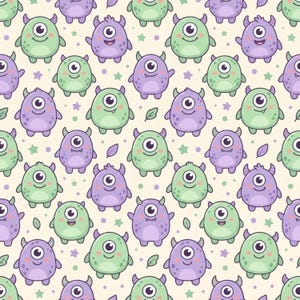 Halloween Digital Paper Set of 10, Cute Monsters Mummies Vampires, Kids Halloween Party Background, Seamless Pattern, Printable Paper