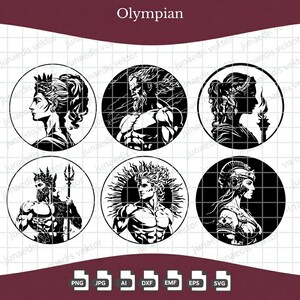Grekiska gudar SVG-paket, olympiska gudar vektor Clipart (digital nedladdning)