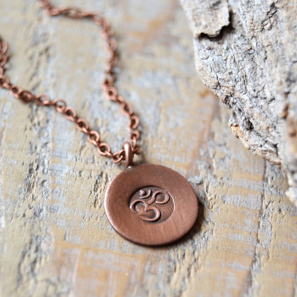 OM necklace, yoga jewelry, copper om ohm aum necklace, mens yoga necklace, gift for him