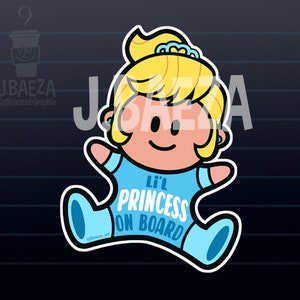 Baby Girl Little Princess on board Decal car Sticker Cute Toddler Child Infant White Vinyl