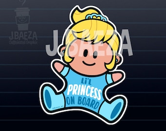 Baby Girl Little Princess on board Decal car Sticker Cute Toddler Child Infant White Vinyl