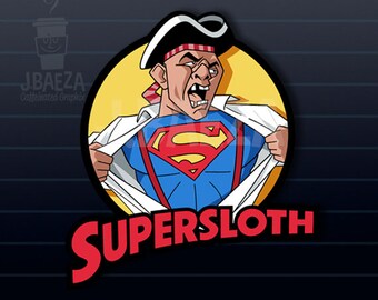 The Goonies Sloth as Superman the Animated Series sticker
