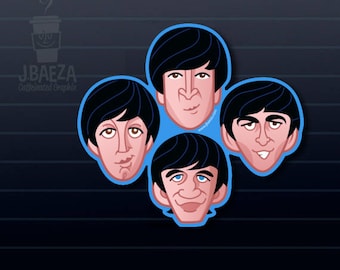 THE BEATLES Cartoon Decal Sticker fab four