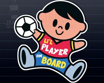 Baby Soccer Player on board Decal car Sticker Football Toddler Goalie Child Infant FULL COLOR
