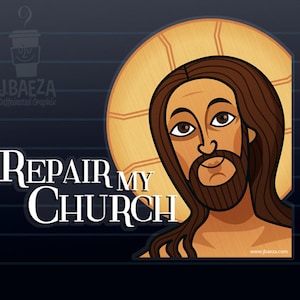 Jesus St. Francis of Assisi Decal car Clear Sticker San Damiano Cross San Damian FULL COLOR
