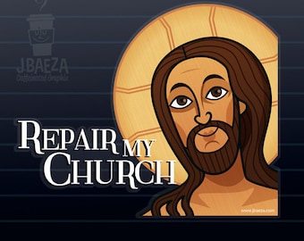 Jesus St. Francis of Assisi Decal car Clear Sticker San Damiano Cross San Damian FULL COLOR