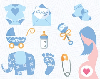 Baby Boy Digital Clip art, Blue Baby Shower, Baby Boy Graphics, Baby Boy Illustration, Baby Boy Clothes, Birthday Boy, Scrapbook Blue