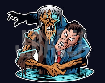 EC Comics tribute zombie & drowning prey sticker