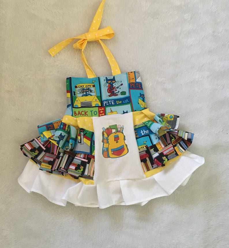 Pageant OTT OOC Boutique Style size Ruffle dress NB 3 6 9 12 24 months size 2 3 4 5T School Bus Back to School