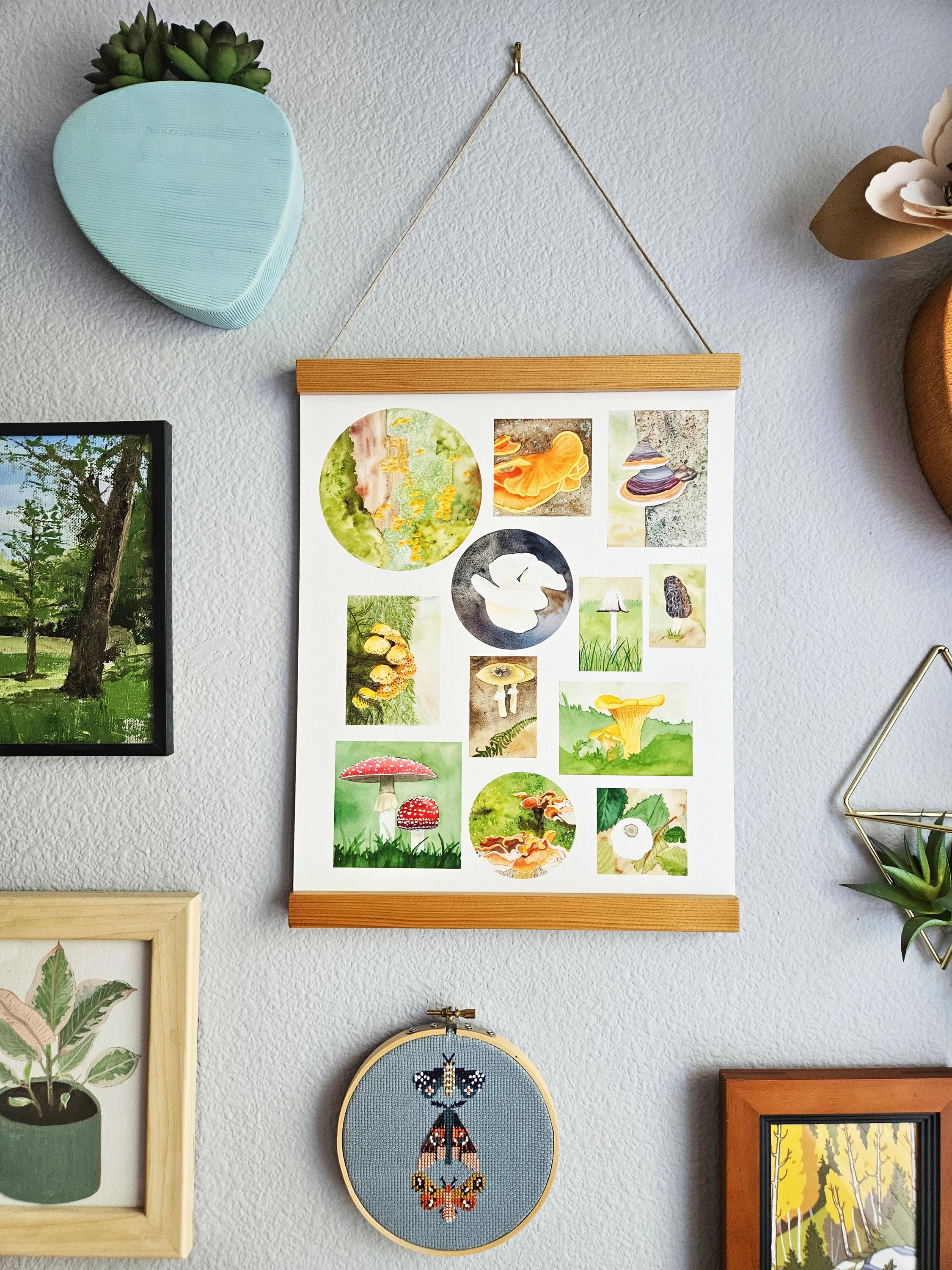 Watercolor Art PRINT - PNW Mushrooms - Nature Art Home Décor
