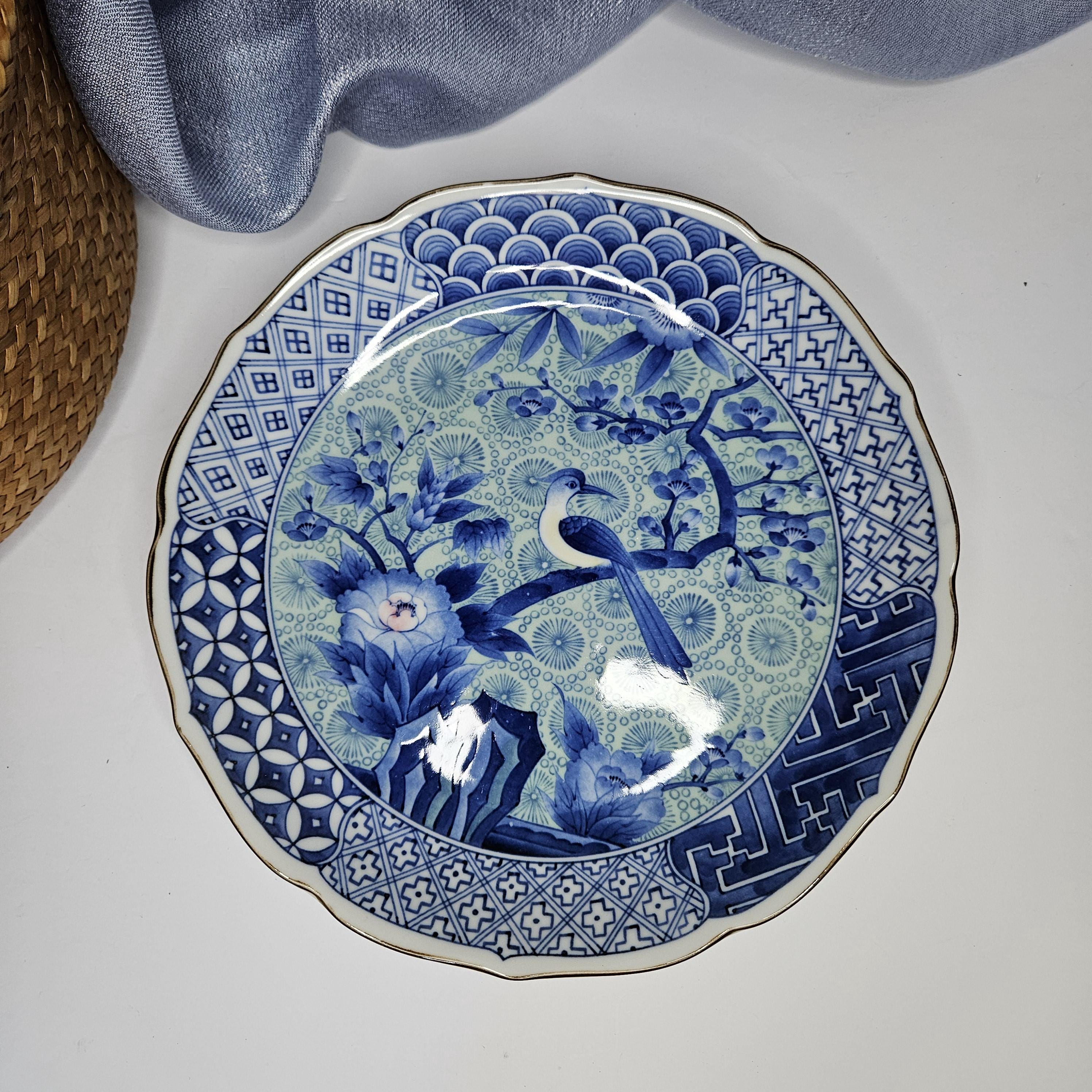 Japanese Vintage Hand Painted Blue Plates - Etsy