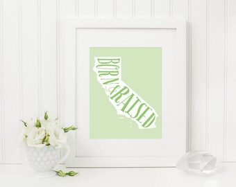 INSTANT DOWNLOAD Printable California Born & Raised Print | DIY - Print at Home