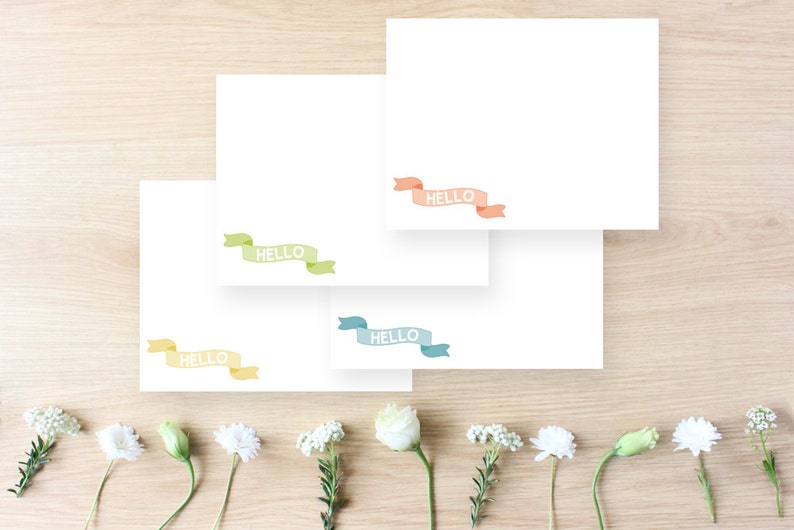 INSTANT DOWNLOAD Hello Banner Stationery Set DIY Print at Home image 1