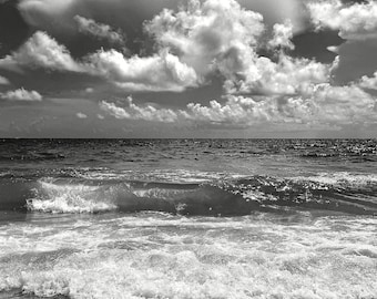 Black and White Ocean Storm Cloud Photography Print | Dramatic Seascape Wall Art | Fine Art Beach Photography