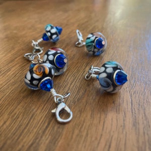 Crochet Glass Bead and Swarovski Crystal Stitch Markers