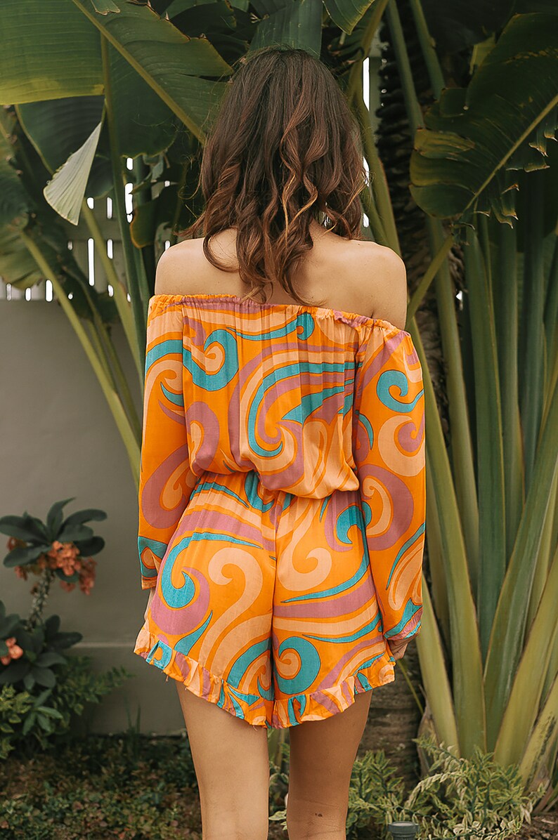 FELICITY ORANGE Playsuit Boho Style Clothing Summer Outfit Etsy