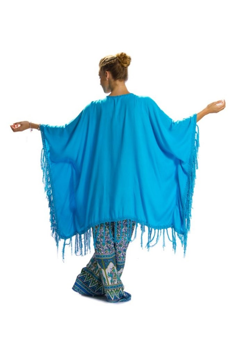 AQUA BLUE Tassel Bohemian Jacket Free Size Boho Jacket Etsy