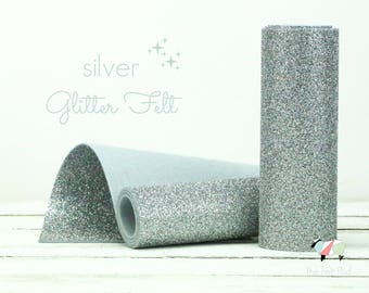 Glitter Felt - SILVER Glitter Felt - Wool Felt Glitter - Fine Glitter - Wool Felt