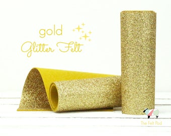 Glitter Felt - GOLD Glitter Felt  - Wool Felt Glitter - Fine Glitter - Wool Felt