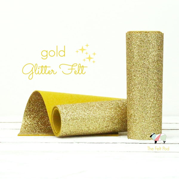 Glitter Felt - GOLD Glitter Felt  - Wool Felt Glitter - Fine Glitter - Wool Felt