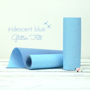 Glitter Felt - IRIDESCENT BLUE Glitter Felt  - Wool Felt Glitter - Fine Glitter - Wool Felt