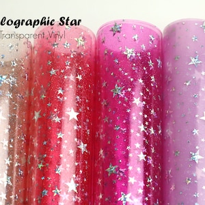 Transparent Vinyl - Holographic Star Transparent PVC