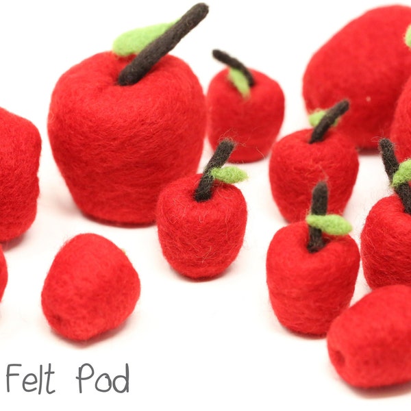 Felt Apples | Whole Apples | Whole Felt Apples | Felt Shapes - 2 Sizes Available