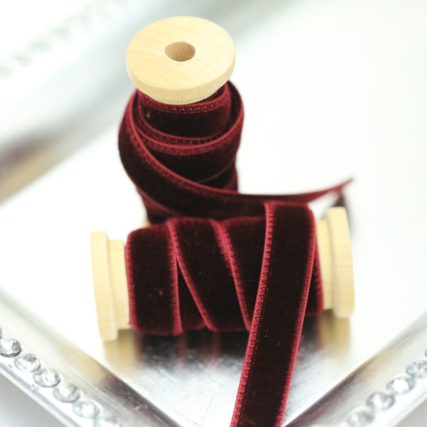 Velvet Ribbon // Double Sided Velvet Ribbon // Double Faced Velvet Ribbon - DEEP BURGUNDY