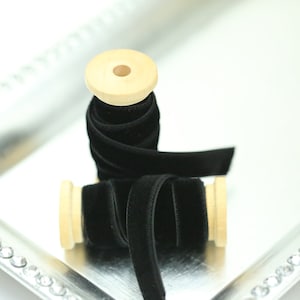 Velvet Ribbon // Double Sided Velvet Ribbon // Double Faced Velvet Ribbon - BLACK